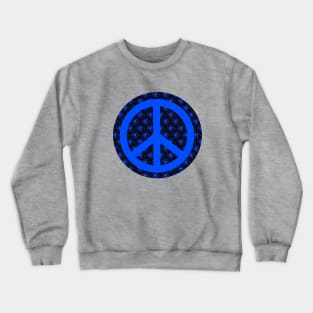 BLUE And Black Flower Power Peace Sign Crewneck Sweatshirt